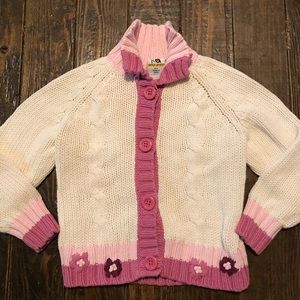 Cream & Pink Floral Button Up Sweater
